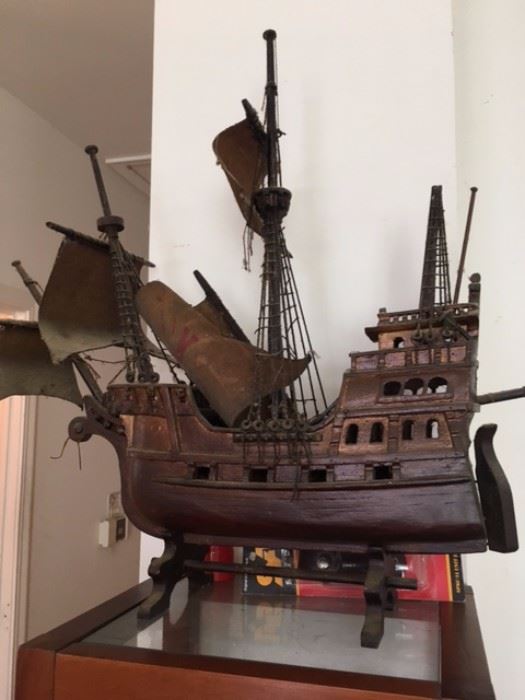 Wooden pirate ship model