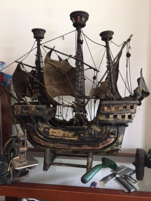 Wooden pirate ship model