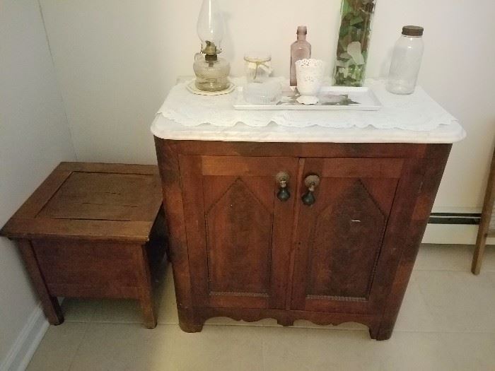 commode, marble top washstand