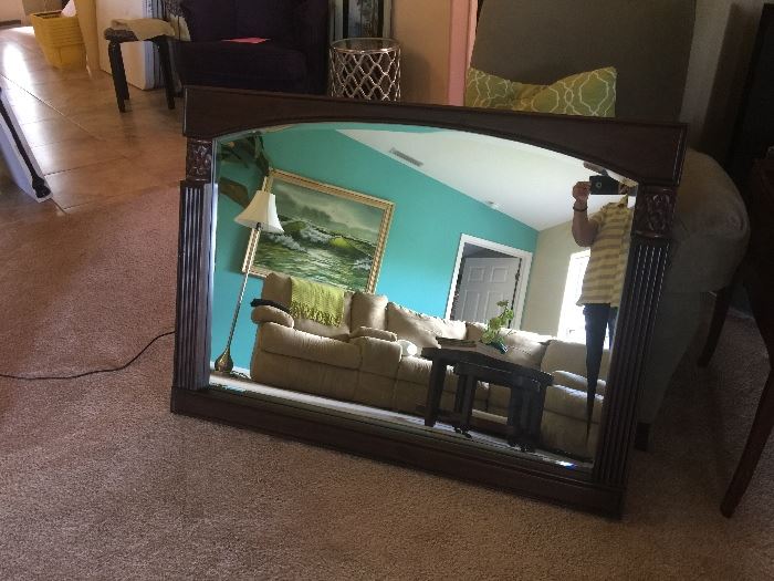 Large mirror with pineapples on each side