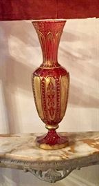Moser Bohemian cranberry vase