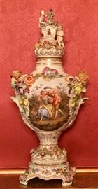 Enormous 19th c. German covered urn