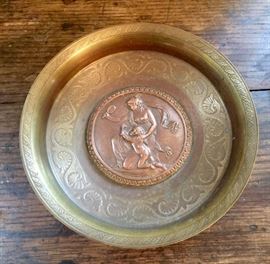 antique copper and brass tazza