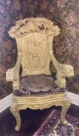 19th highly carved needlepoint seat chair