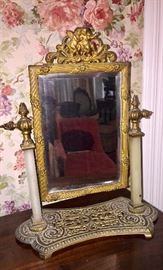 Early ornate French marble dressing mirror 