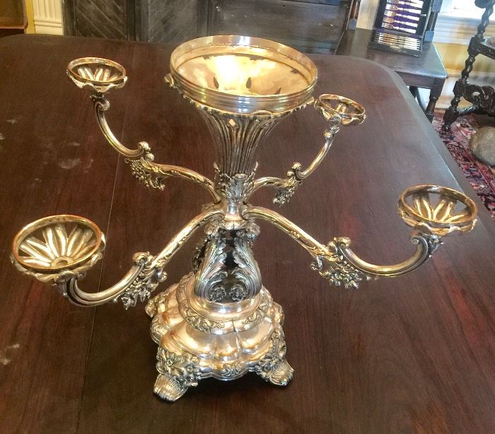 Sheffield style silver plated epergne purchased from Melrose Plantation 