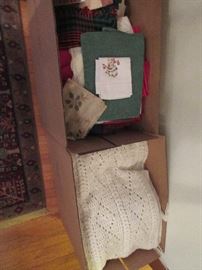 Boxes of linens and blankets