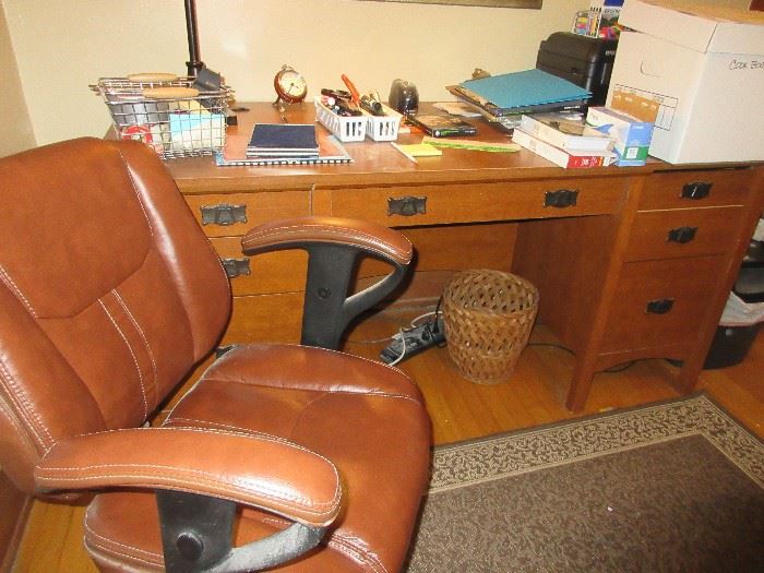 Leather swivel desk chair