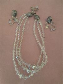 Sterling and crystal necklace and ear rings