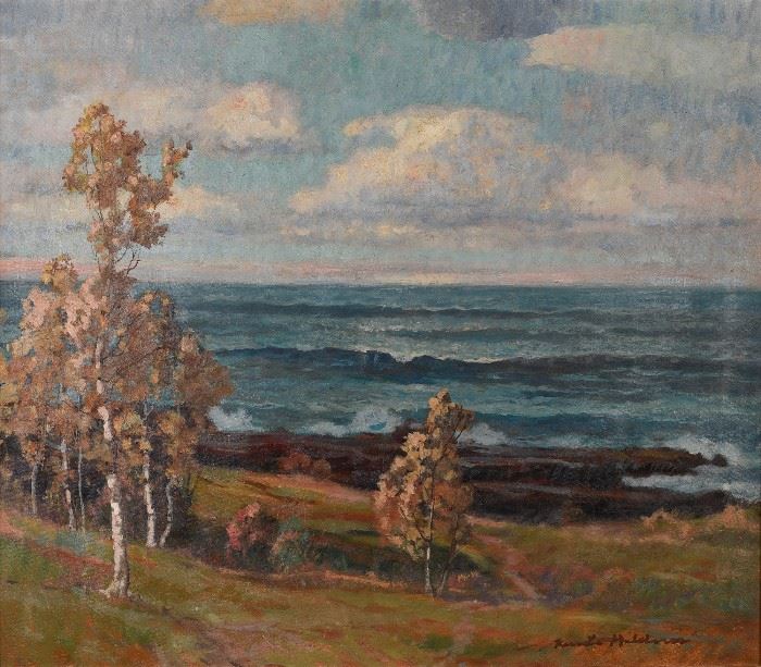 Knute Heldner Lake Superior Oil on Canvas Painting