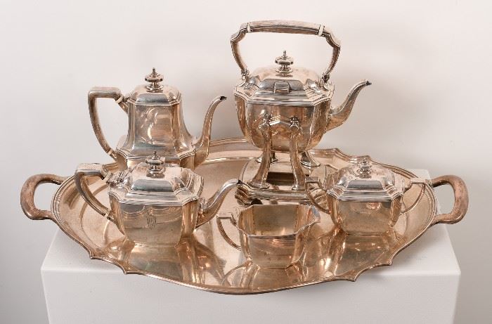 6 Piece Tiffany Sterling Silver Tea Service Set