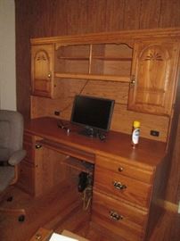 Great computer desk with hutch.  Comes with extra drawer that can replace the keyboard slideout if desired