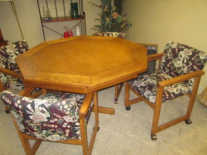 Wonderful games table with convertible top.  Flip over the top for a quality poker table.