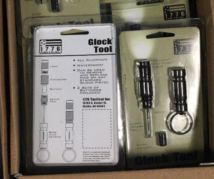 1776 Tactical Keyring Glock Tools, Qty 48, All Aluminum, LED Flashlight, Glock Armors Tool, Extra Battery, New Old Stock