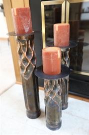 3 Piece Copper Candle Holders, 18", 20" & 24"
