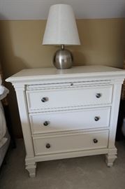 Night Stand, 3 Drawers, 30"w x 18"d x 32"h, Cream, Part of Set

