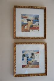 Framed Art, Mediterranean Scene, Two (2), 13" x 13"
