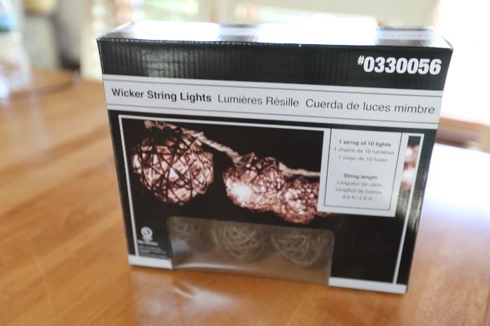 Wicker String Lights, 6 Boxes, Each box has one stick of ten lights, 8.6 ft long
