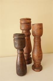 #7829     (3) Wood Candle Holders
