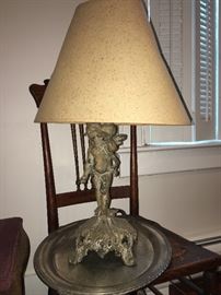 Antique cherub lamp