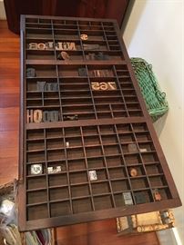 Vintage typesetting case with vintage type