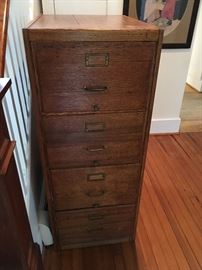 Antique oak 4-drawer filing cabinet c. 1930 (1)