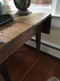 One of two hand made antique farm tables, early 1900's, West Virginia
