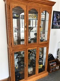 Large Oak Curio Cabinet