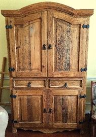 Rustic Handcrafted Pine Armoire.