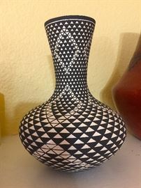 Original Signed Pottery by Paula Estevan (Acoma~Geometric Black & White).