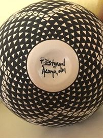 Original Signed Pottery by Paula Estevan (Acoma~Geometric Black & White).