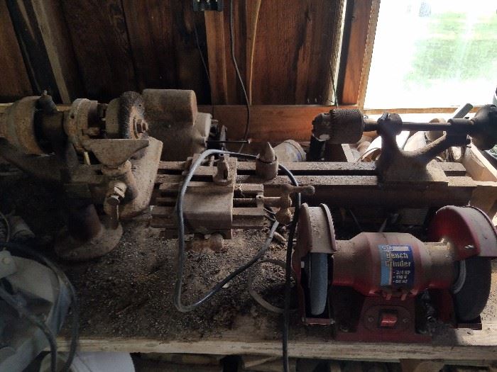 small lathe and bench grinder