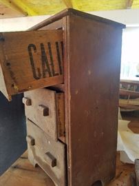 Vintage 1930's folk made small dresser, possibly for child's play house made from old California fruit crates
