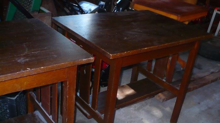 2 OLD LIBRARY TABLES  