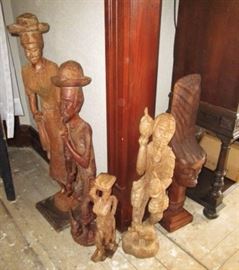 Vintage carved wooden figures
