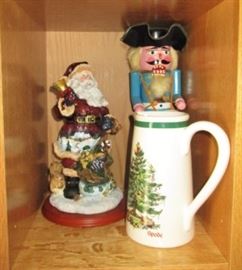 Spode Christmas tree large mug, Santa figurine, Drummer boy