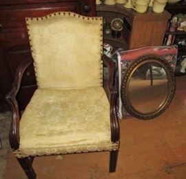 Vintage upholstered chair, mirror