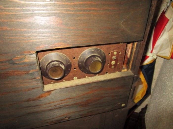 Controls on back of vintage stereo
