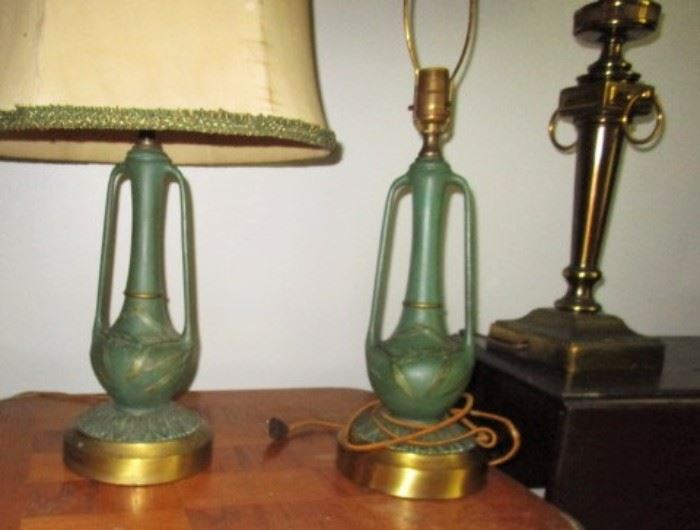 Green metal lamps, Brass lamp