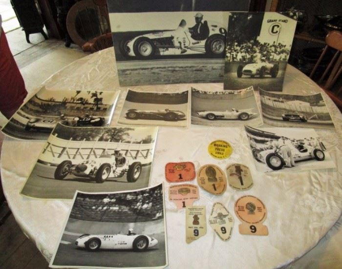 A sampling of Indianapolis 500 car photographs and press passes
