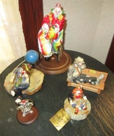 Signed clown collectible figurines