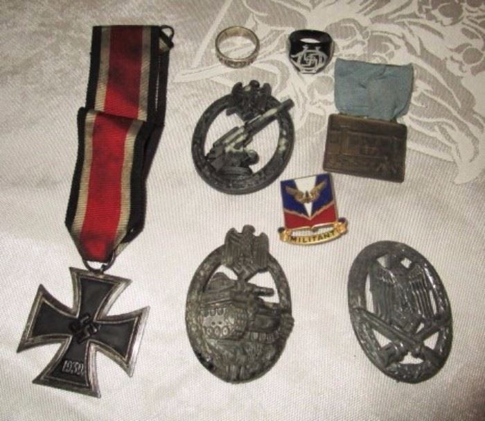 Germany Nazi collectibles, metals, rings, pins