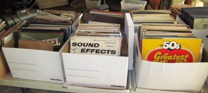 Vintage records, in various condition, multiple genres