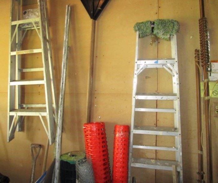Aluminum ladders, misc. garage items
