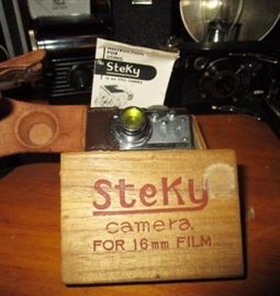 Steky camera in wooden box