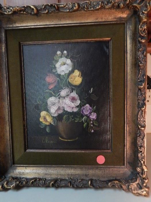 Artist: L. Ruggier, Still life of Flowers, Oil on Canvas