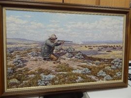 Artist: George Dabich, "Hid Hunter", Oil on Stretched Canvas