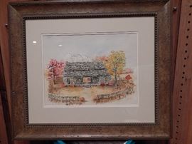 Artist: Edna Mayo, Title Unknown, Country House With Dog Trot, Water Color and Pen and Ink