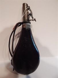 Shotgun Style Leather Flask, Still Contains #4 Shot in it
