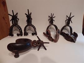 2 Pairs and 2 Single Henry Iron Mexican Spurs